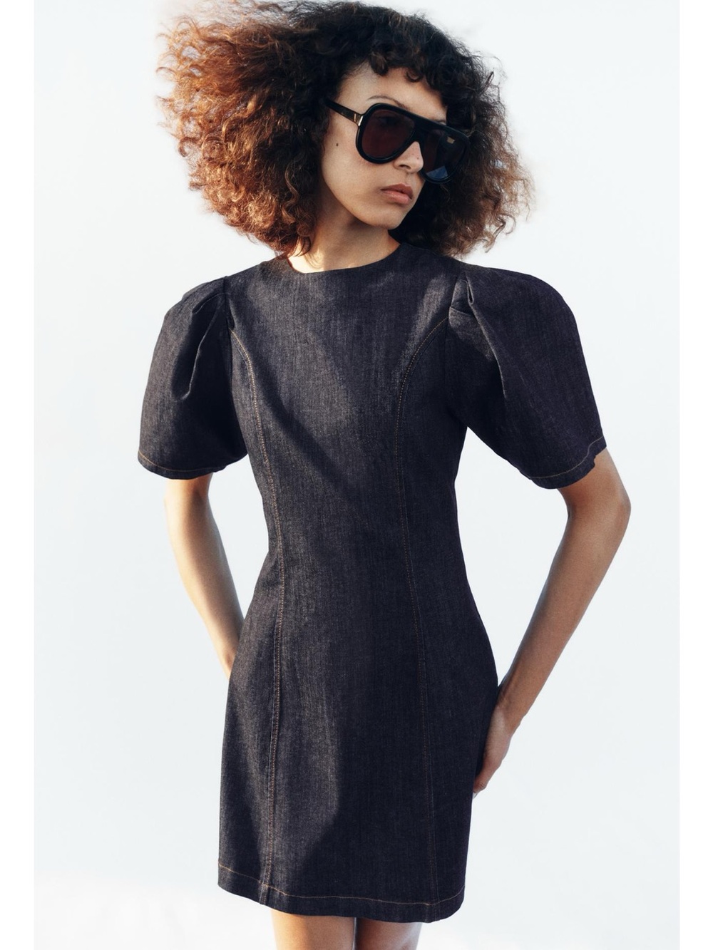 ZARA BLOGGERS FAV Z1975 PUFF SLEEVE DENIM MINI DRESS